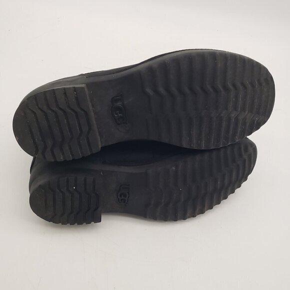 UGG Heather Black Leather Sheep Wool Waterproof Duck Boots Womens 7.5 - Picture 10 of 12